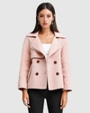 Belle & Bloom I'm Yours Double Breasted Wool Blend Coat In Pink