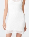 Monrow Open Knit Double Layer Dress In Ivory In White