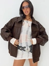 Princess Polly Goldsmith Oversize Faux Leather Bomber Jacket In Brown