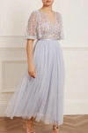 Needle & Thread Ribbon Bouquet Bodice Ankle Gown In Blue