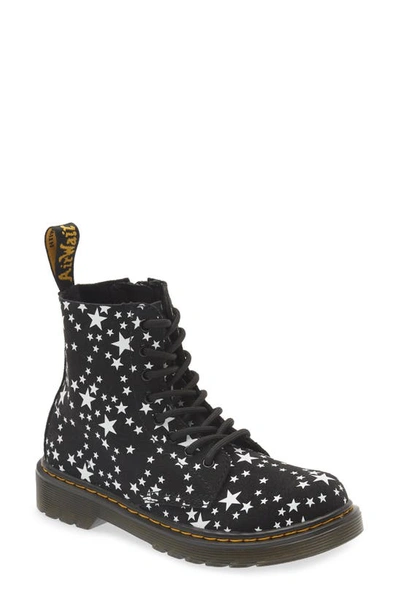 Dr. Martens Little Kid's & Kid's 1460 Star Print Leather Boots In Black/ White Star