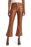 Good American Good Legs Crop Faux Leather Mini Bootcut Pants In Burnt Caramel002