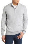 Peter Millar Crest Quarter-zip Cotton Blend Sweater In British Gray