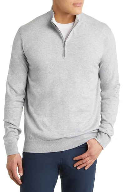 Peter Millar Crest Quarter-zip Cotton Blend Sweater In British Gray