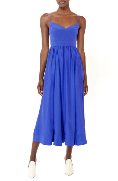 La Ligne Tracy Shirred Silk Maxi Dress In Electric Blue