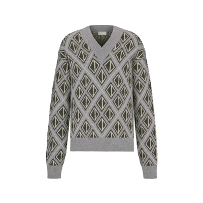 Dior Cd Diamond Motif Wool Jumper In Grey