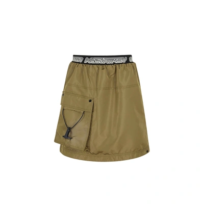 Stella Mccartney Logo-waistband Patch-pocket Mini Skirt In Green