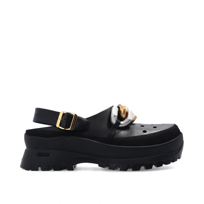 Stella Mccartney Trace Chain-embellished Vegetarian Leather And Rubber Clogs In Black