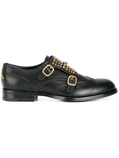 Gucci Queercore Studded Brogue Monk Shoes In Black