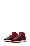 Nike Kids' Air Jordan 1 Mid Sneaker In Black/ Fire Red/ White