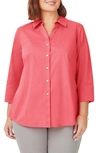 FOXCROFT MARY NON-IRON STRETCH COTTON BUTTON-UP SHIRT