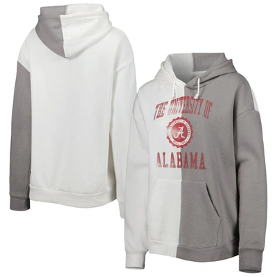 GAMEDAY COUTURE GAMEDAY COUTURE GRAY/WHITE ALABAMA CRIMSON TIDE SPLIT PULLOVER HOODIE