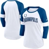 Nike Women's  Indianapolis Colts White, Heathered Royal Football Pride Slub 3/4 Raglan Sleeve T-shirt In White