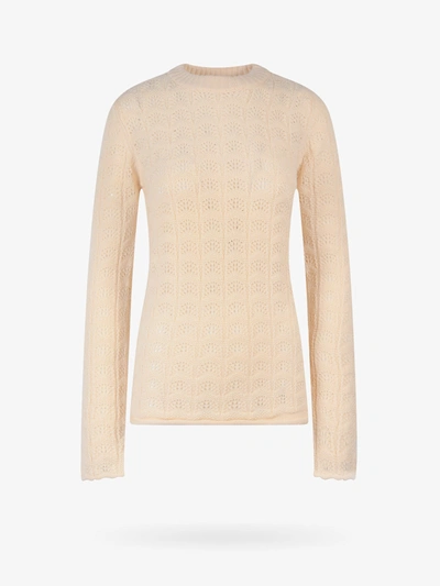 Sportmax Perforated Pattern Crewneck Sweater In Yellow