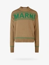 Marni Dark Yellow Cotton-knit Sweater With Inlaid Logo In Beige