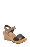 Naot Summer Platform Wedge Sandal In Soft Black/ Soft Stone Leather
