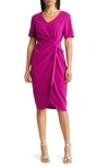 TAHARI ASL STRETCH CREPE SIDE KNOT DRESS