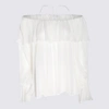 BLUMARINE BLUMARINE WHITE COTTON RUFFLED TRIME TIE FASTENING BLOUSE