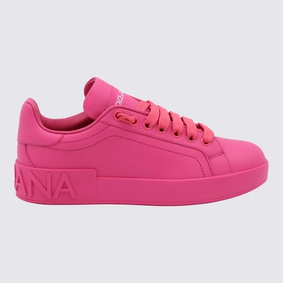 Dolce & Gabbana Pink Shocking Leather Portofino Sneakers In Rosa ...
