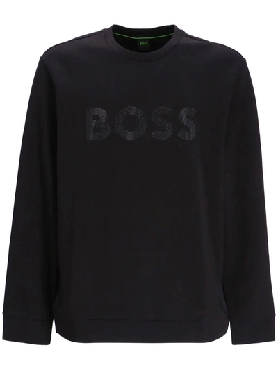 Hugo Boss Rhinestone Embellished Sweater In Black