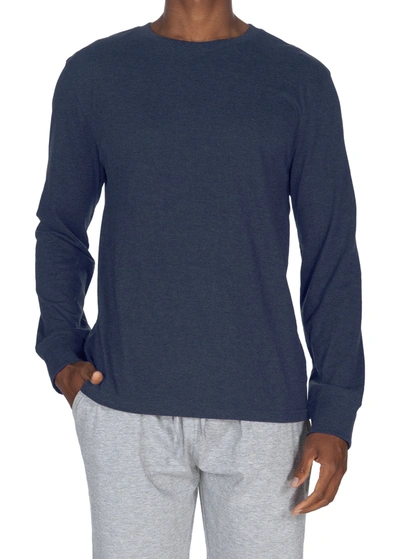 Unsimply Stitched Super Soft Long Sleeve Crew T In Blue