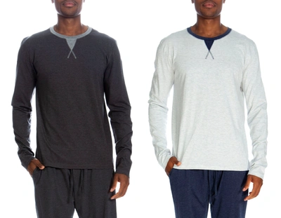 Unsimply Stitched Long Sleeve Contrast Crew 2 Pack In Multi