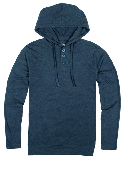 Unsimply Stitched Lounge Henley Hoody In Blue
