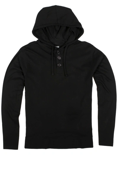 Unsimply Stitched Lounge Henley Hoody In Black
