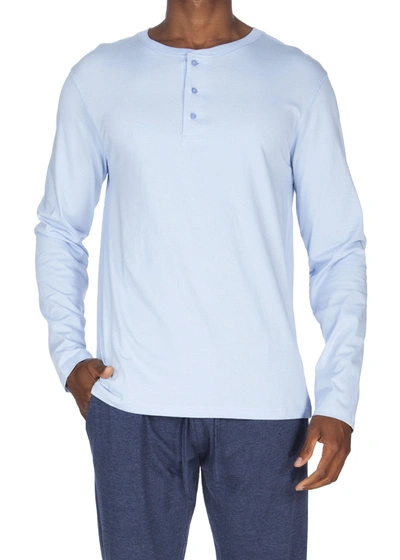 Unsimply Stitched Super Soft Long Sleeve Henley In Blue