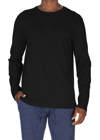 Unsimply Stitched Super Soft Long Sleeve Henley In Black