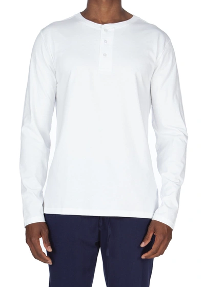 Unsimply Stitched Super Soft Long Sleeve Henley In White