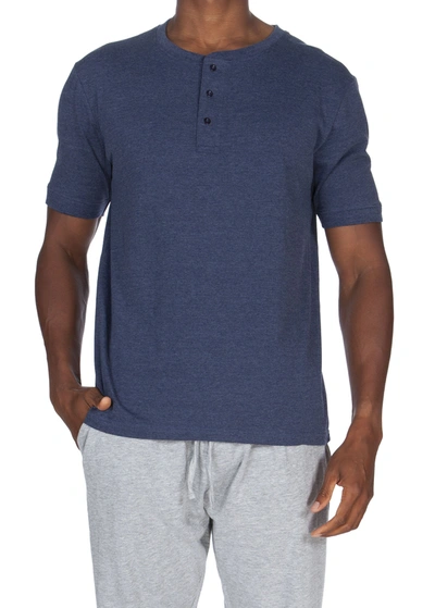 Unsimply Stitched Super Soft Short Sleeve Henley In Blue