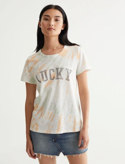 Lucky Brand Womens Lucky Font Classic Tee In Beige