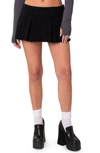Edikted Low Rise Cotton Denim Mini Skort In Black