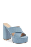 Gianvito Rossi Sheridan Denim Crisscross Platform Sandals In Stonewash