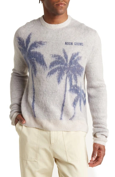 Noon Goons Palms Crewneck Sweater In Cream/ Navy