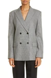 MARIA MCMANUS HOUNDSTOOTH DOUBLE BREASTED STRETCH WOOL & CASHMERE BLAZER