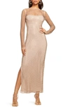 RAMY BROOK LULU LONG SLEEVE METALLIC MESH DRESS