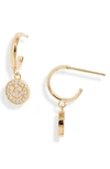 ESTELLA BARTLETT SPARKLE SMILEY HUGGIE HOOP EARRINGS