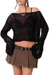 Edikted Emmie Off The Shoulder Sheer Sweater In Black