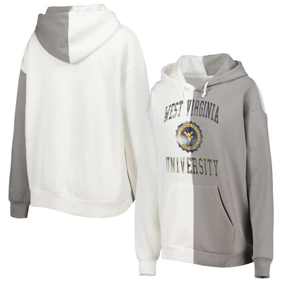 GAMEDAY COUTURE GAMEDAY COUTURE GRAY/WHITE WEST VIRGINIA MOUNTAINEERS SPLIT PULLOVER HOODIE