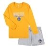CONCEPTS SPORT CONCEPTS SPORT GOLD/HEATHER GRAY LOS ANGELES LAKERS PLUS SIZE LONG SLEEVE T-SHIRT AND SHORTS SLEEP S