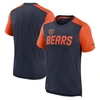 NIKE NIKE HEATHERED NAVY/HEATHERED ORANGE CHICAGO BEARS COLOR BLOCK TEAM NAME T-SHIRT