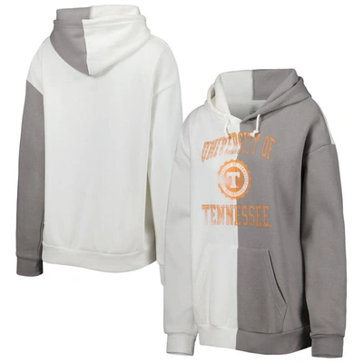 GAMEDAY COUTURE GAMEDAY COUTURE GRAY/WHITE TENNESSEE VOLUNTEERS SPLIT PULLOVER HOODIE