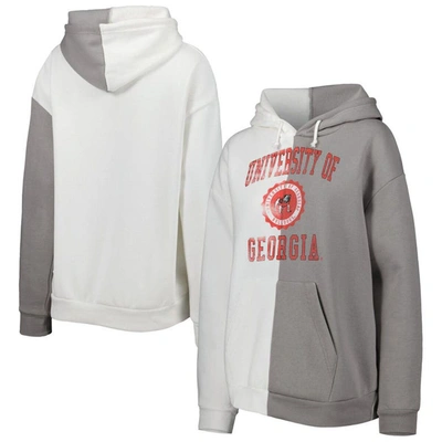 GAMEDAY COUTURE GAMEDAY COUTURE GRAY/WHITE GEORGIA BULLDOGS SPLIT PULLOVER HOODIE