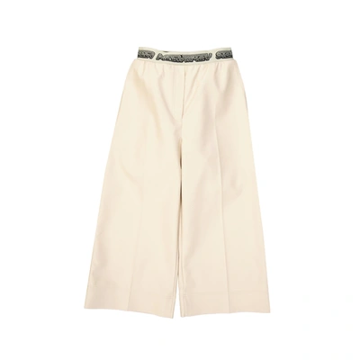Stella Mccartney Cropped Logo Trousers In Beige