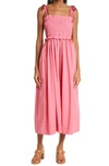 ULLA JOHNSON AKSHARA SMOCKED MIDI DRESS