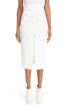 ISABEL MARANT FECIAE PLEATED HIGH WAIST HEMP BLEND MIDI SKIRT