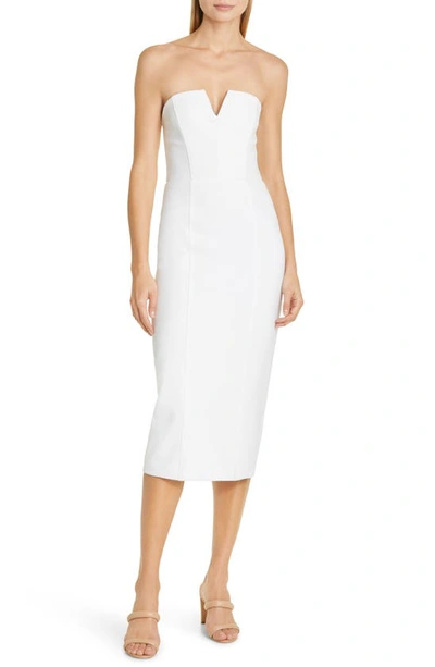 Veronica Beard Nabi Strapless Midi Sheath Dress In White