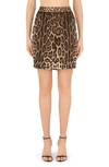 DOLCE & GABBANA LEOPARD PRINT STRETCH SILK SATIN SHORTS